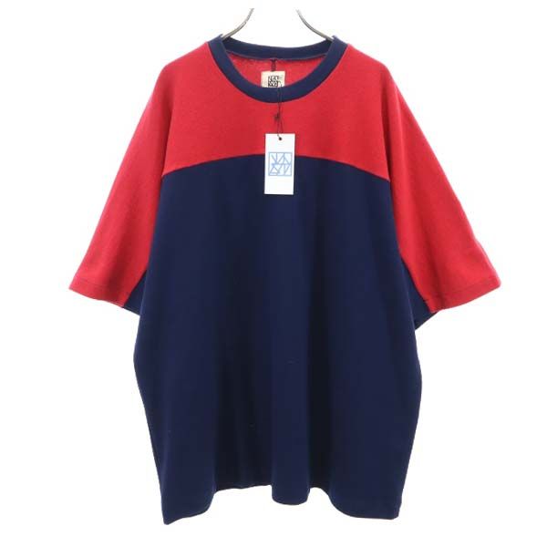 未使用 VAST222 バースト222 19ss 日本製 バイカラー 半袖 Tシャツ 2 赤×紺 メンズ