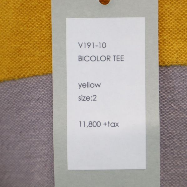 未使用 VAST222 バースト222 19ss 日本製 バイカラー 半袖 Tシャツ 2 マスタード×グレー メンズ