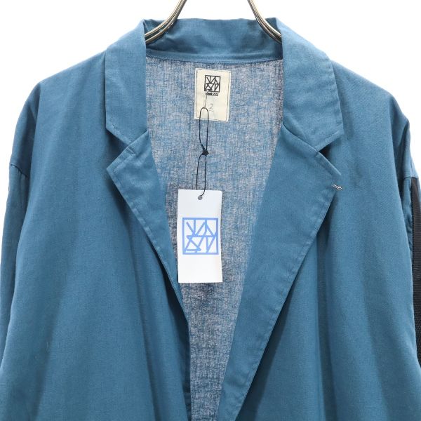 未使用 VAST222 バースト222 19ss リネンミックス ライン入 長袖 ジャケット 2 ブルー メンズ