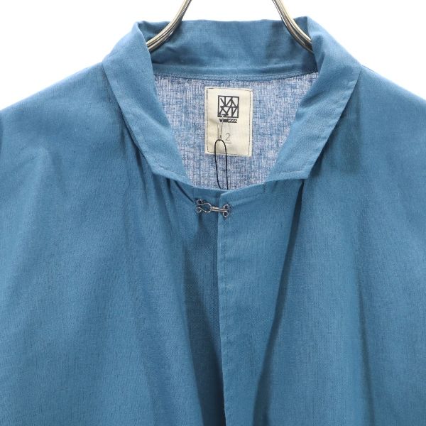 未使用 VAST222 バースト222 19ss リネンミックス ライン入 長袖 ジャケット 2 ブルー メンズ