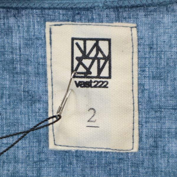 未使用 VAST222 バースト222 19ss リネンミックス ライン入 長袖 ジャケット 2 ブルー メンズ