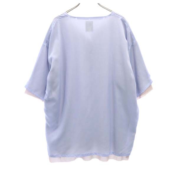 未使用 バースト222 20ss 半袖 重ね着風 スキッパー カットソー 2 ブルー VAST222 メンズ