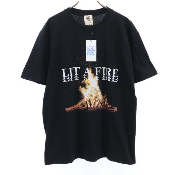 未使用 VAST222 バースト222 20ss FIRE プリント 半袖 Tシャツ 2 ブラック ラバーソウル メンズ