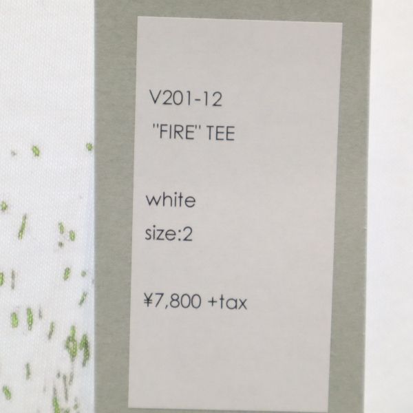未使用 VAST222 バースト222 20ss FIRE プリント 半袖 Tシャツ 2 ホワイト ラバーソウル メンズ