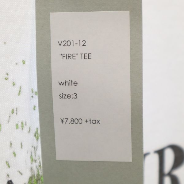 未使用 VAST222 バースト222 20ss FIRE プリント 半袖 Tシャツ 3 ホワイト ラバーソウル メンズ