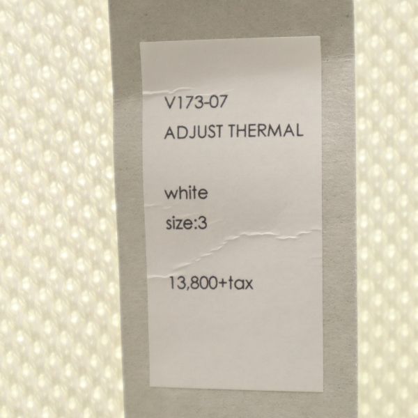 新品 VAST222 バースト222 17AW V173-07 ADJUST THERMAL 日本製 長袖 Tシャツ 3 white ワッフル調 ロング丈 白 メンズ