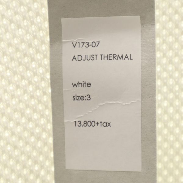 新品 バースト222 17AW V173-07 ADJUST THERMAL 日本製 長袖 Tシャツ 3 white VAST222 ワッフル調 ロング丈 白 メンズ