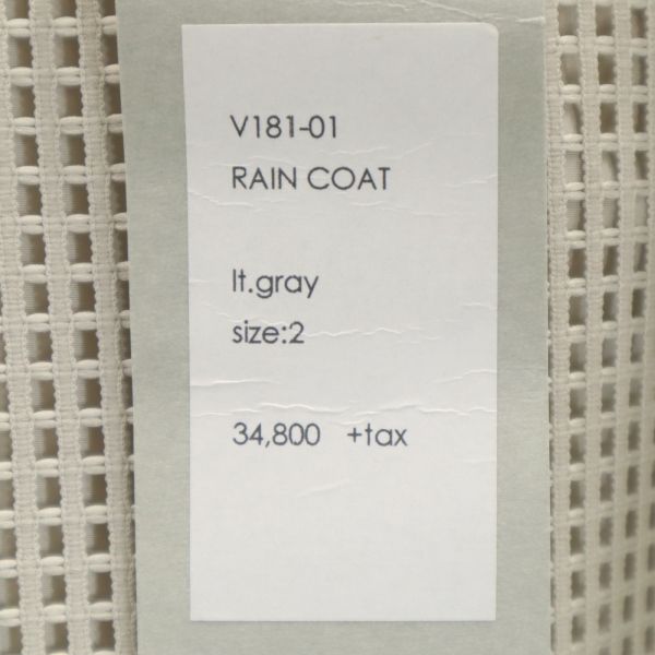 新品 VAST222 バースト222 18ss V181-01 RAIN COAT 日本製 レインコート 2 it.gray フード グレー メンズ