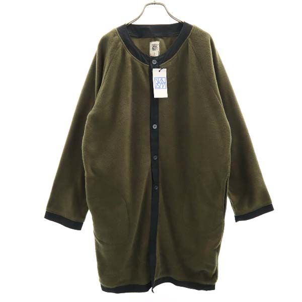 新品 VAST222 バースト222 18AW V183-08 FLEECE LONG JK 日本製 フリース ロング ジャケット 2 khaki ノーカラー カーキ メンズ