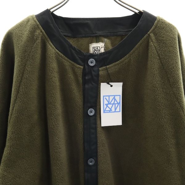 新品 VAST222 バースト222 18AW V183-08 FLEECE LONG JK 日本製 フリース ロング ジャケット 2 khaki ノーカラー カーキ メンズ