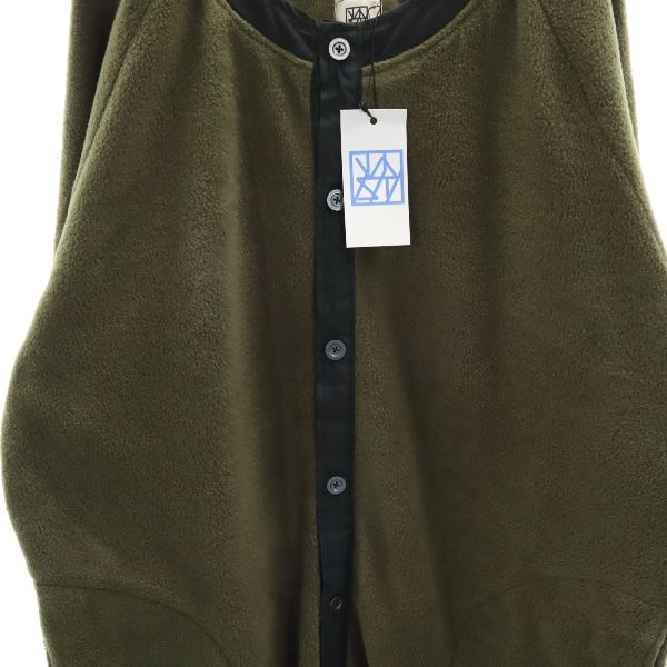 新品 バースト222 18AW V183-08 FLEECE LONG JK 日本製 フリース ロング ジャケット 2 khaki VAST222 ノーカラー カーキ メンズ