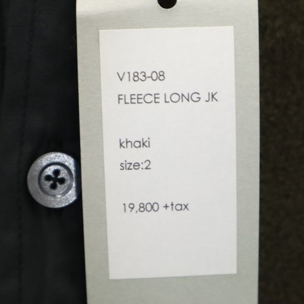 新品 VAST222 バースト222 18AW V183-08 FLEECE LONG JK 日本製 フリース ロング ジャケット 2 khaki ノーカラー カーキ メンズ