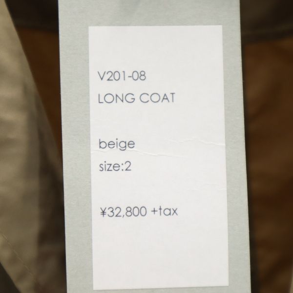 新品 VAST222 バースト222 20ss V201-08 LONG COAT 日本製 ロング チェスターコート 2 beige ベージュ メンズ